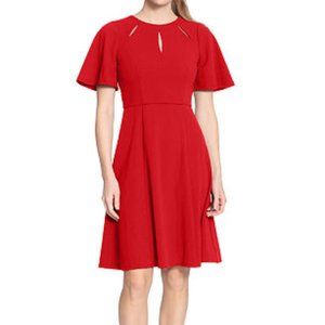 Ivy & Blue Short Sleeve Fit + Flare Dress, Size 10,  Color Red